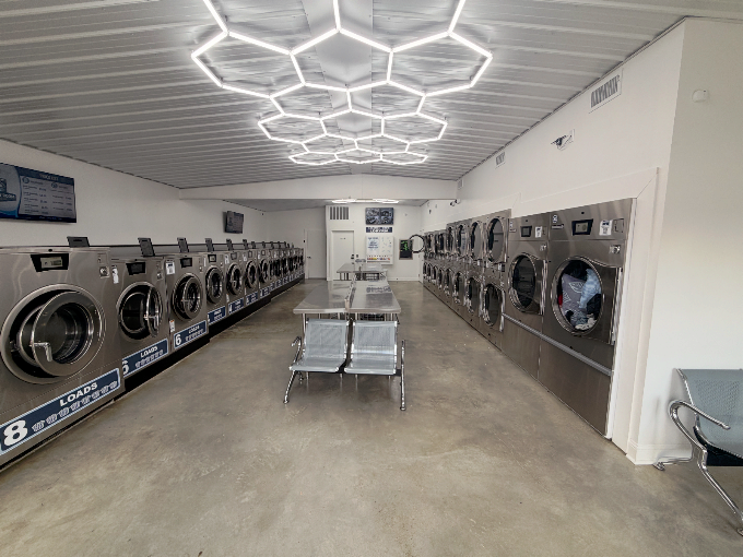 Laundry Room SC interior with hexagonal lights