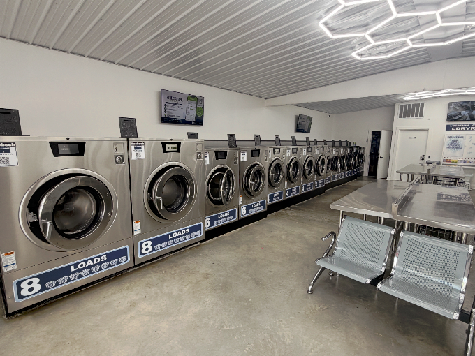 Laundry Room SC washers with seating area